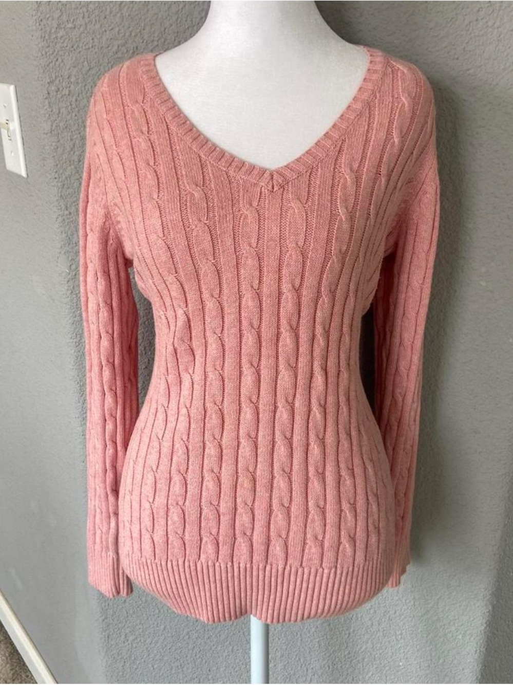 St. John's Bay Rose Cable-Knit V-Neck Sweater